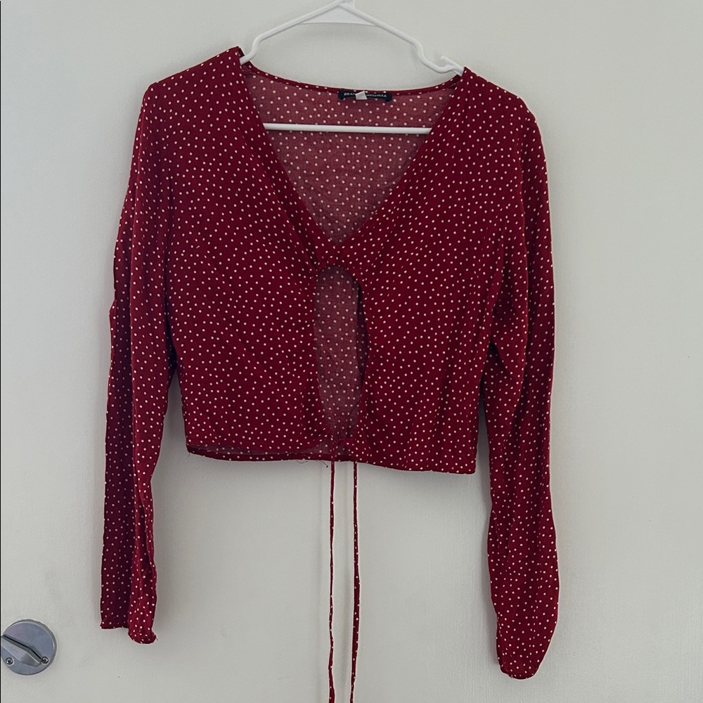 Brandy Melville Burgundy Polka Dot Top